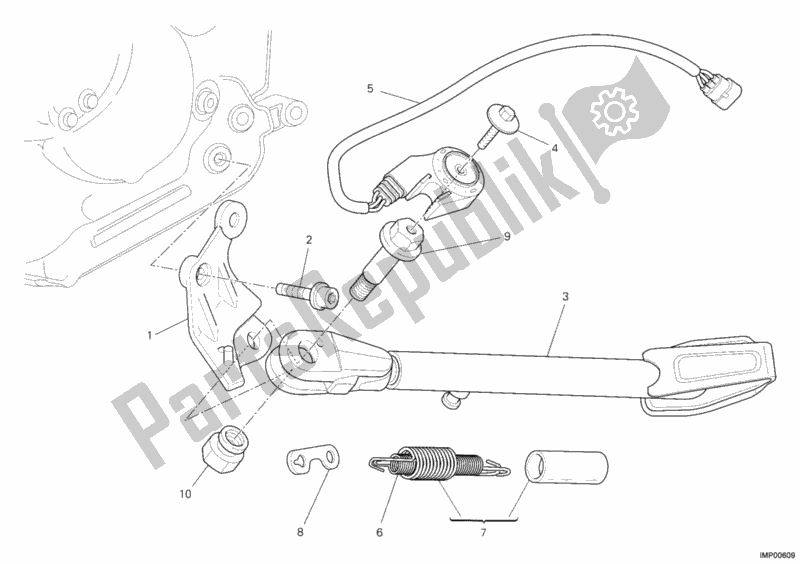 Toutes les pièces pour le Béquille Latérale du Ducati Monster 796 ABS USA 2012